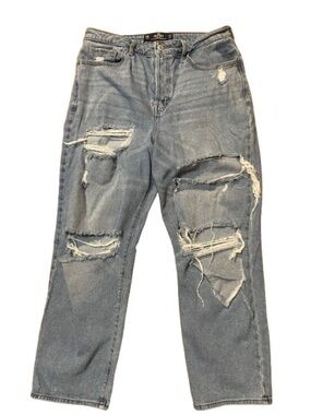 Hollister Ultra High Rise Vintage Straight Distressed Ripped Jeans Size 31